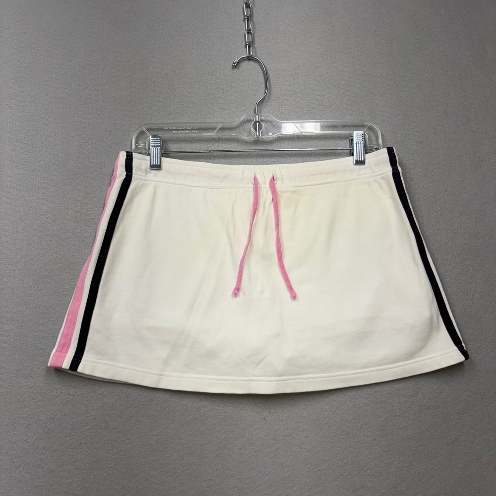 One Step Up Skort Women Medium Cream Y2K Side Stripe Drawstring Mini Skirt EW70